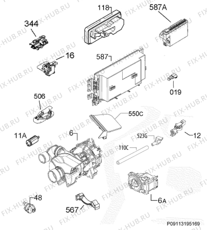 Взрыв-схема посудомоечной машины Faure FDV15002FA - Схема узла Electrical equipment 268